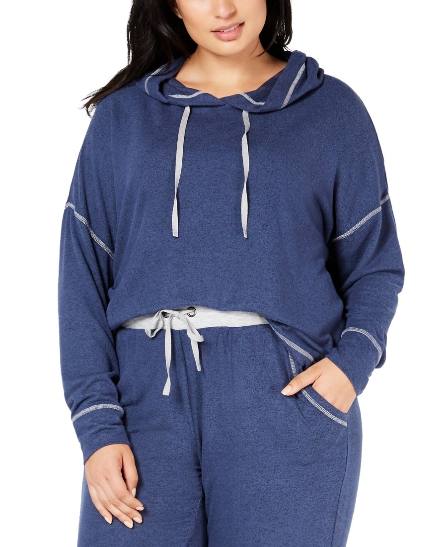 Juniors' Alfani | Plus Brushed Hacci Knit Hoodie Industrial Blue