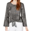 Women'S Style & Co | Petite Tie-Front Top Tilted Tiles