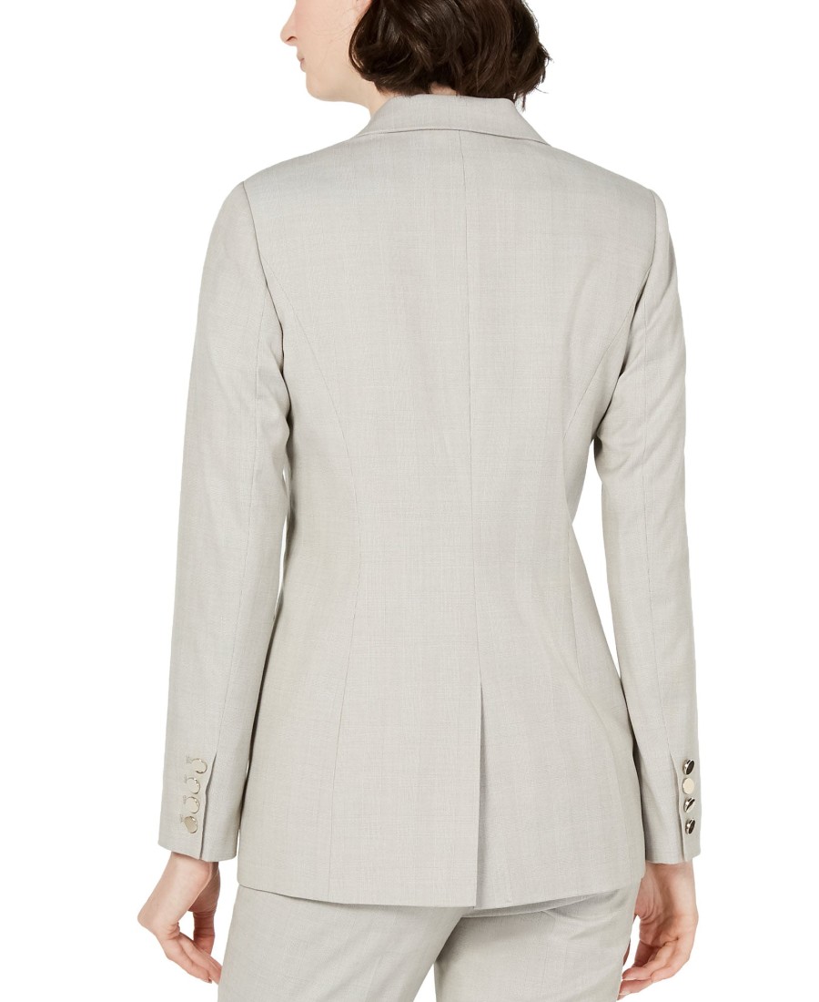 Women'S Calvin Klein | Notched-Lapel Single-Button Blazer Khaki White