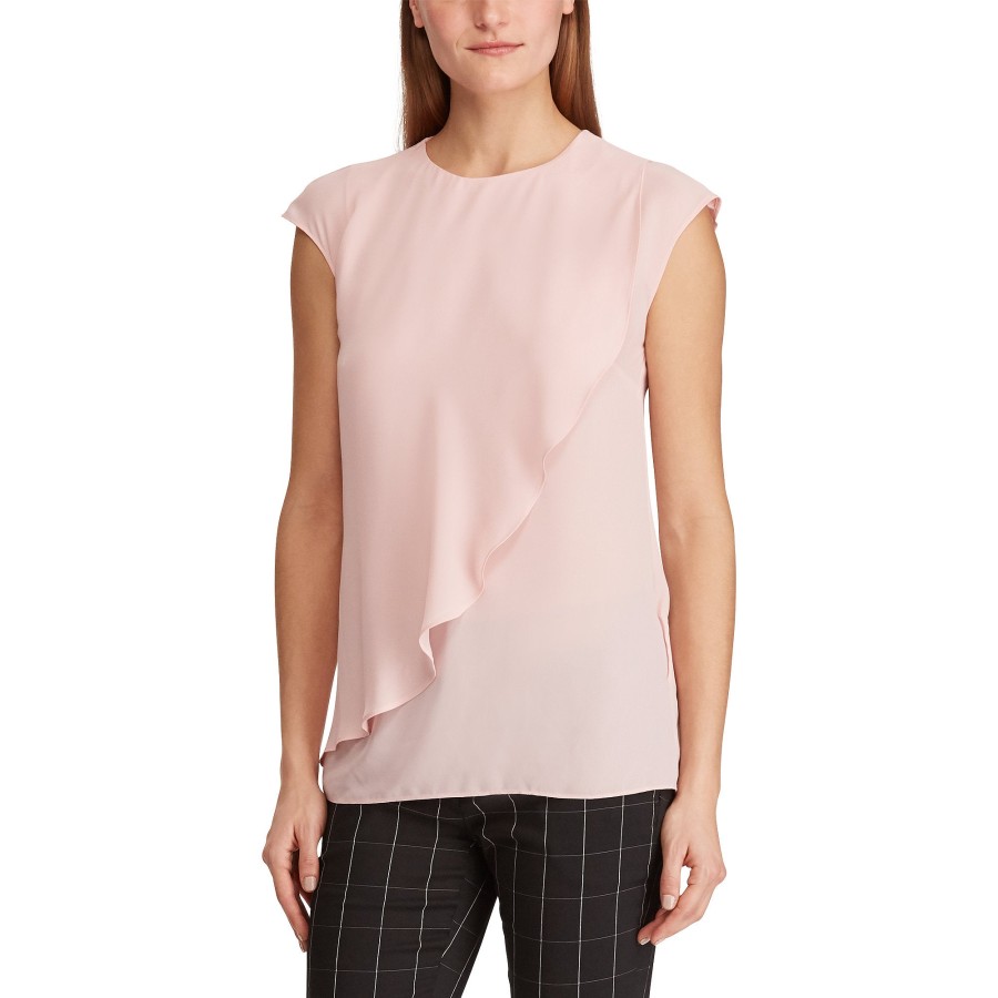 Women'S Lauren Ralph Lauren | Ruffled Georgette Cap-Sleeve Top Oxford Pink