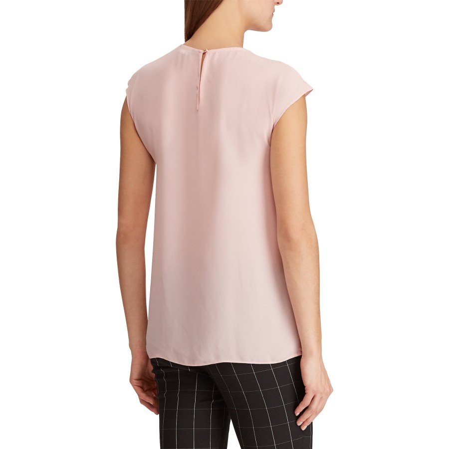 Women'S Lauren Ralph Lauren | Ruffled Georgette Cap-Sleeve Top Oxford Pink