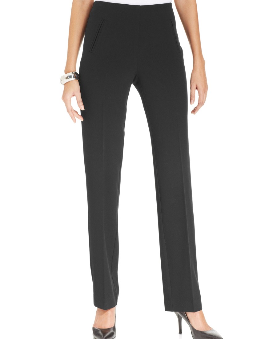 Women'S Style & Co | Tummy-Control Pull-On Straight-Leg Pants Navy