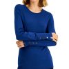 Women'S JM Collection | Button-Sleeve Sweater Navy Peony