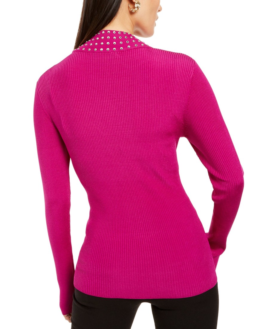 Women'S INC International Concepts | Embellished Ribbed-Knit Turtleneck Magenta Flame