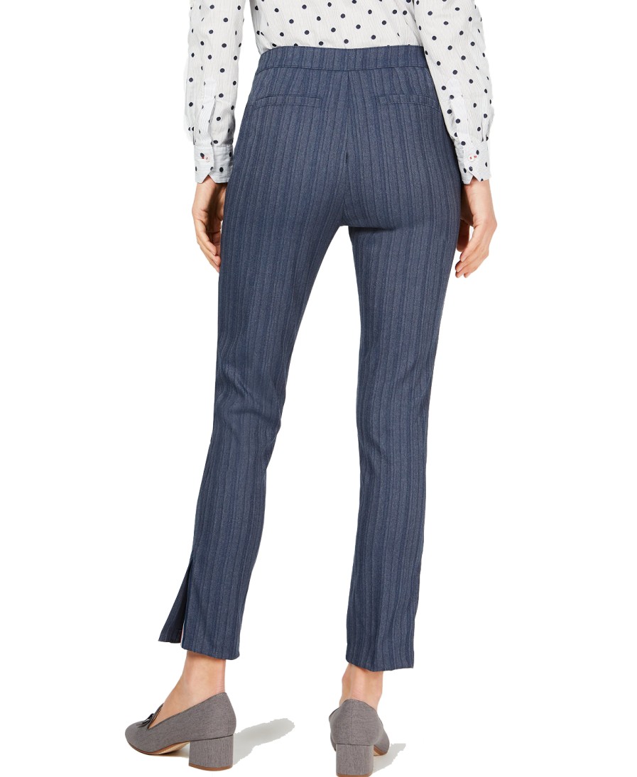 Women'S Charter Club | Side-Vent Straight-Leg Pants Blue Combo