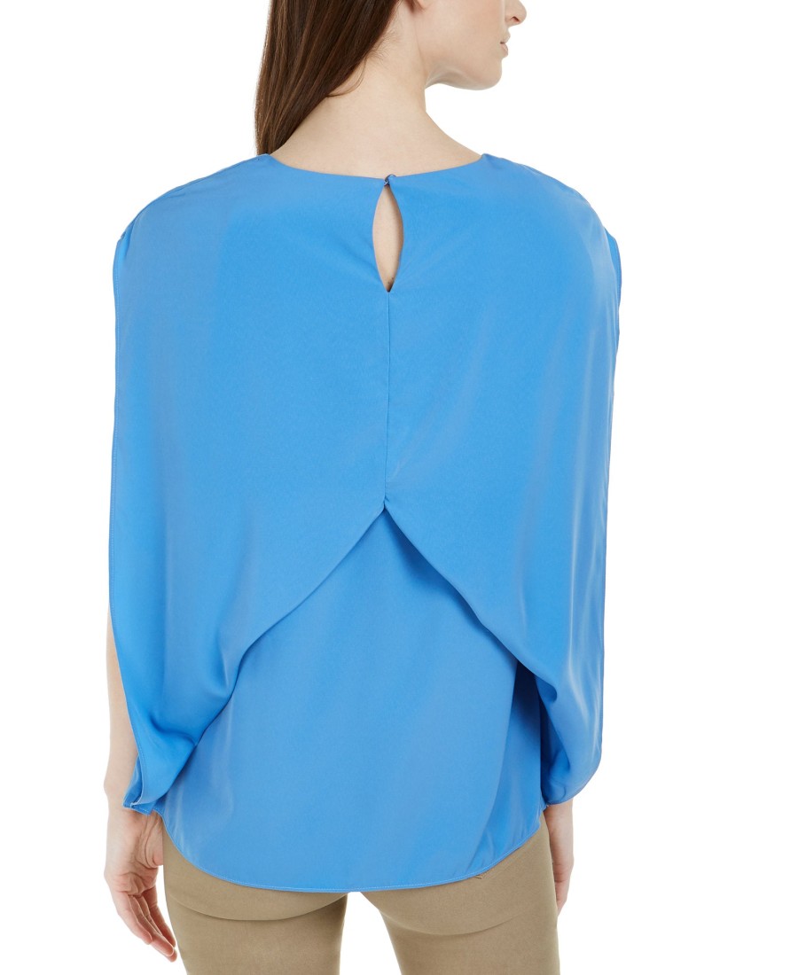 Juniors' Alfani | Inverted Petal-Back Top Soft Cobalt