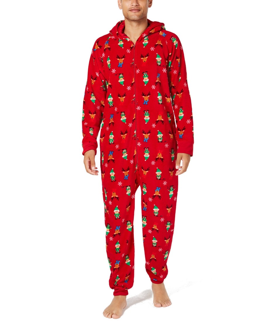 Men Family Pajamas | Matching Men'S Hooded One-Piece Elf