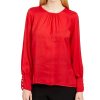 Women'S Calvin Klein | Petite Button-Cuff Top Red