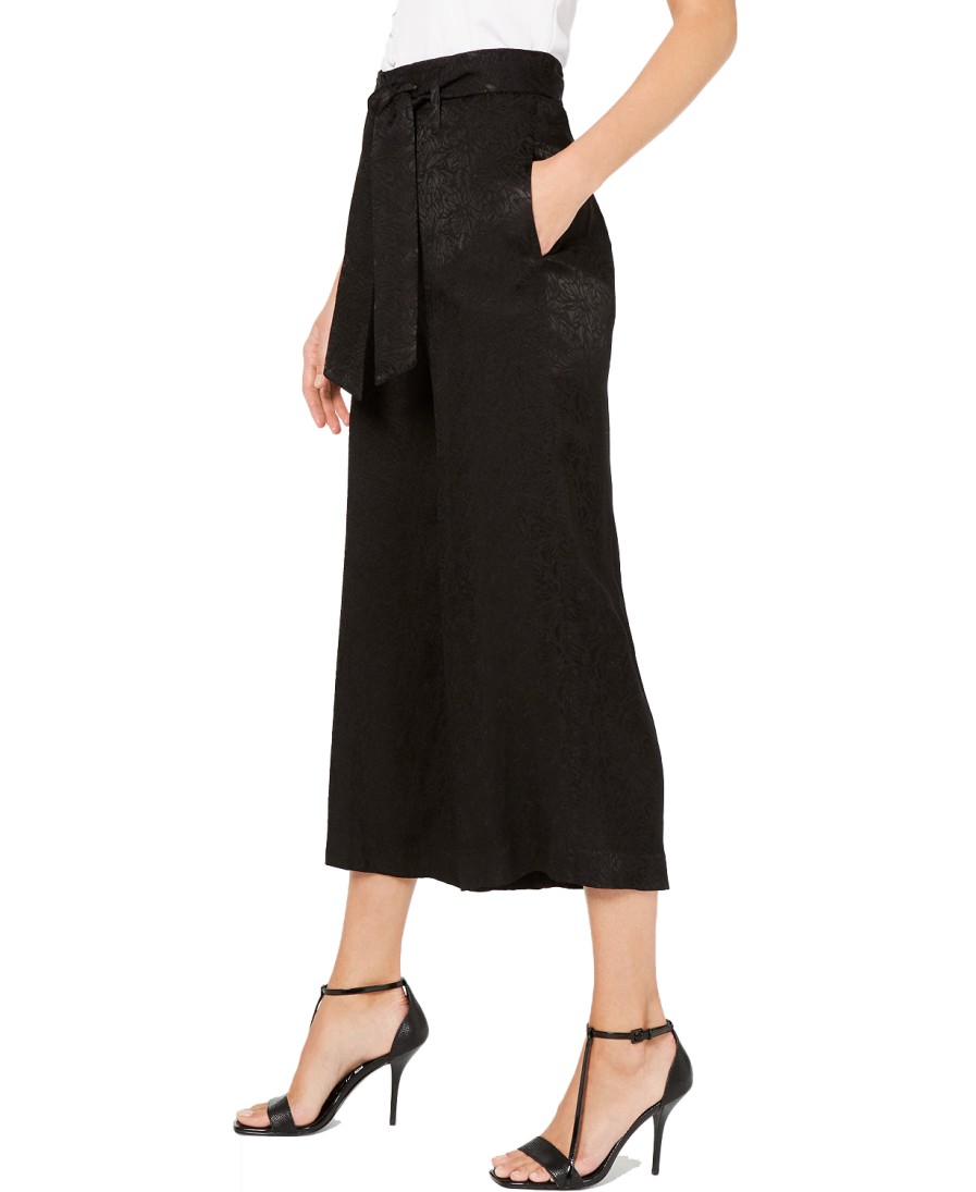 Women'S Calvin Klein | Jacquard Cropped Wide-Leg Pants Black