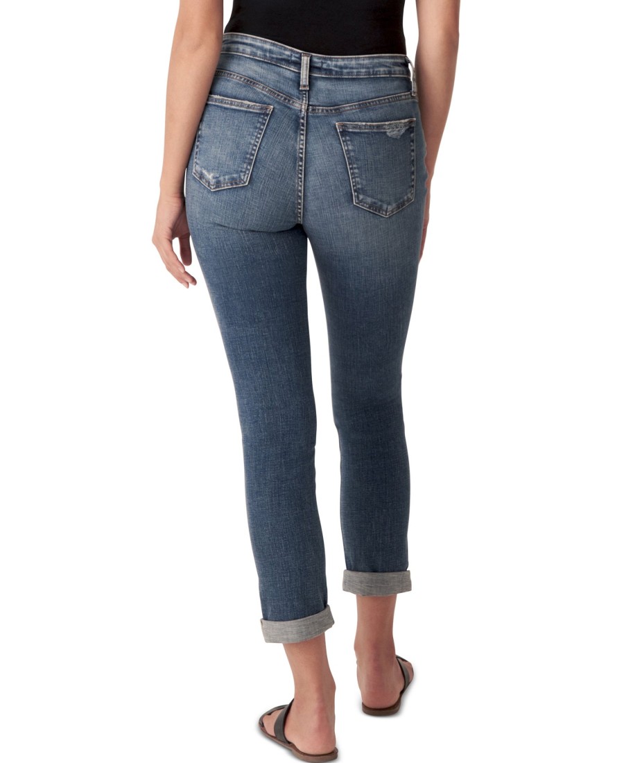 Women'S Silver Jeans Co | Beau Ripped Slim-Leg Jeans Indigo