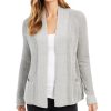 Women'S Charter Club | Cotton Open-Front Cardigan Silver Tin