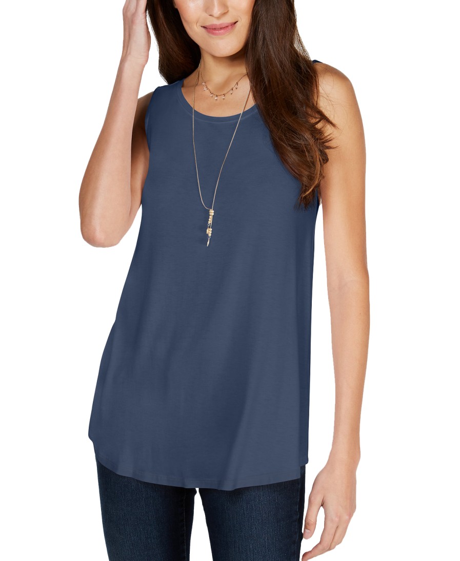 Women'S Style & Co | Petite Swing Tank Top New Uniform Blue