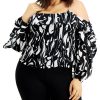 Women'S INC International Concepts | Plus Printed Cold-Shoulder Top Petite Gallery