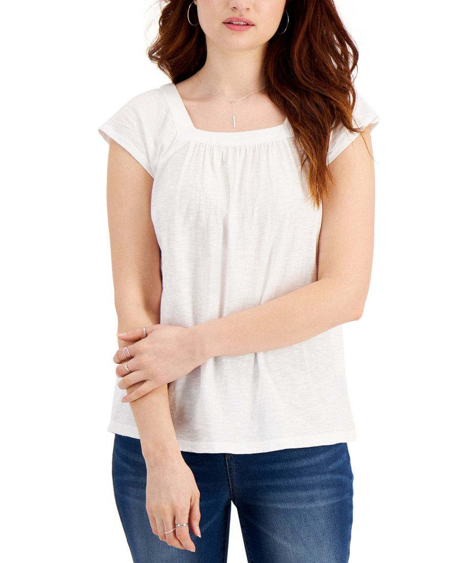 Women'S Style & Co | Solid Flutter-Sleeve Top