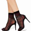 Women'S INC International Concepts | Sheer Plaid Anklet Socks