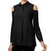 Juniors' Alfani | Cold-Shoulder Blouse Deep Black