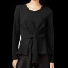 Women'S Bar III | Tie-Front Peplum Top Deep Black