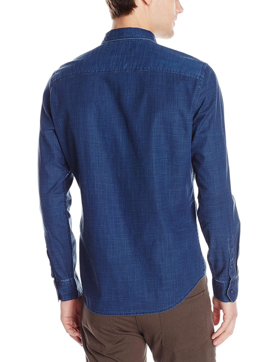 Men Calvin Klein Jeans | Crosshatch Blotch Long-Sleeve Shirt Night Sky