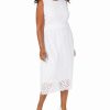 Juniors' Alfani | Plus Geo-Lace Midi Dress Bright White