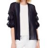 Women'S MSK | Sheer Ruched Puff-Sleeve Jacket Navy