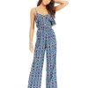 Women'S American Rag | Printed Ruffled Jumpsuit Indigo Combo