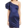 Juniors' Blondie Nites | Juniors' One-Shoulder Puff-Sleeve Dress Navy