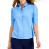 Women'S Charter Club | Cotton Puff-Shoulder Blouse