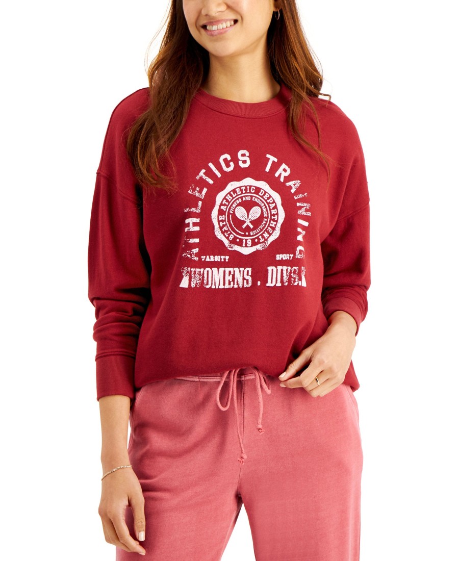 Women'S Style & Co | Graphic Crewneck Sweatshirt Merlot Combo