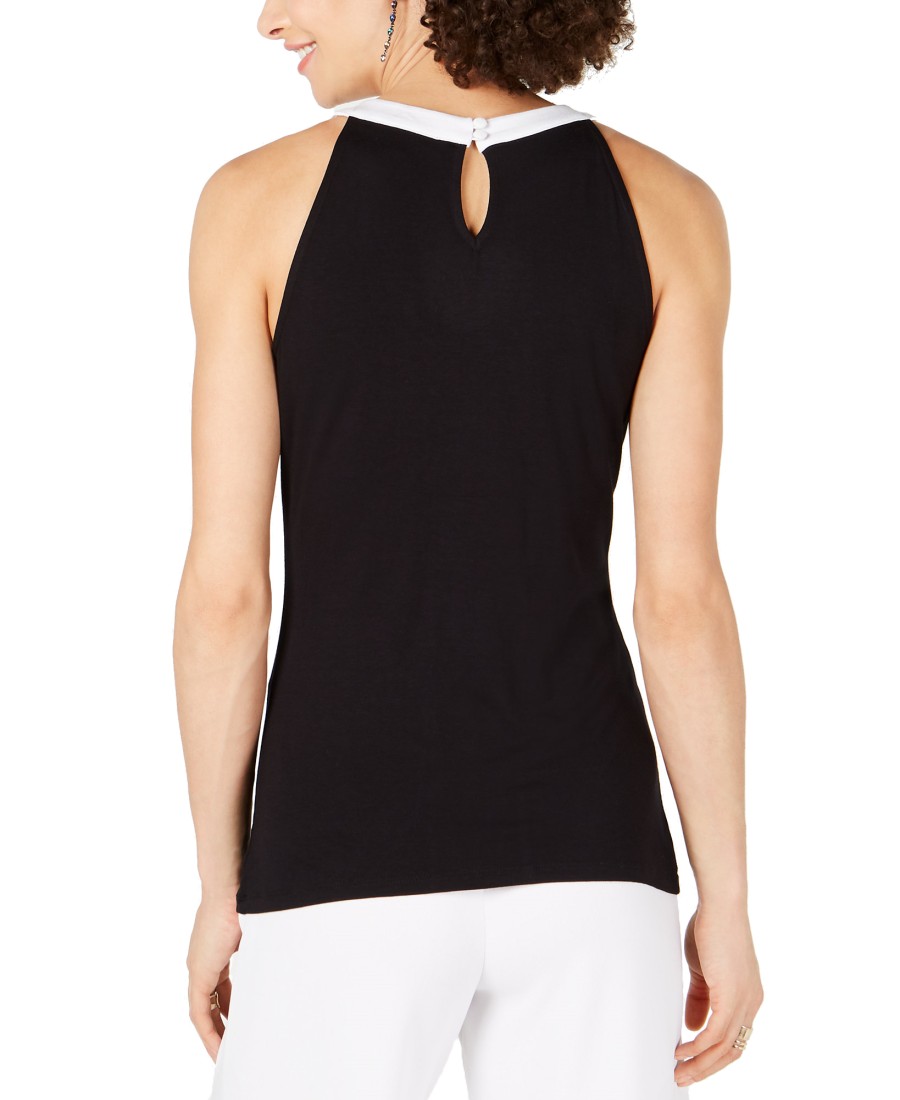 Women'S INC International Concepts | Petite Colorblocked Tank Top Deep Black