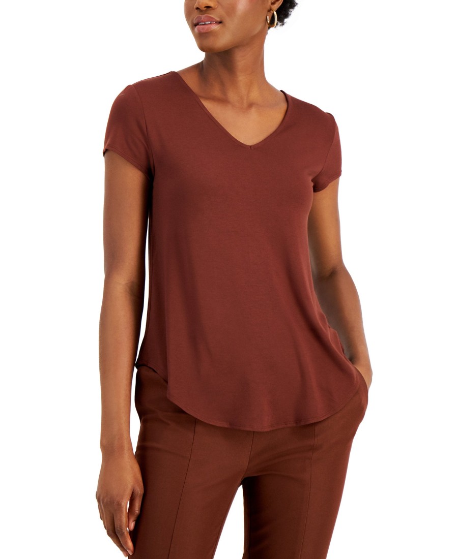 Women'S Alfani | V-Neck Knit T-Shirt