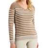 Women'S Karen Scott | Jenny Striped Rib V-Neck Sweater Chestnut Heather