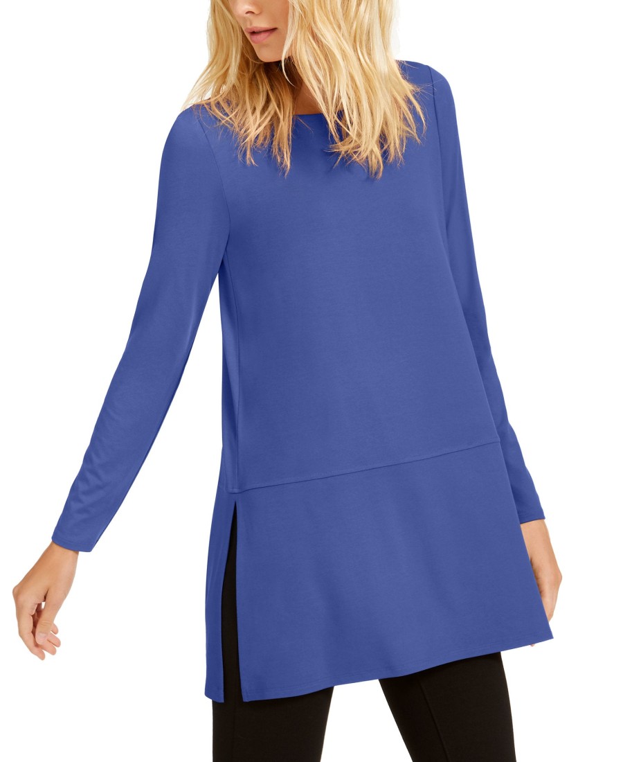 Women'S Eileen Fisher | Boat-Neck Tunic Blue Angel