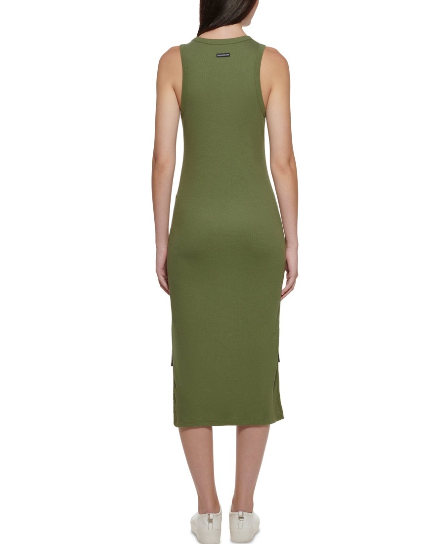 Women'S Calvin Klein Jeans | Calvin Klein Cotton Racerback Tank Dress Bonsai