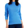 Women'S Karen Scott | Cotton Mock-Neck Marled Sweater Vibrant Blue Marl