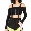 Women'S Waisted | Buckle Crop Top Black