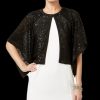 Juniors' Alfani | Sequined Flyaway Cape Cardigan Deep Black