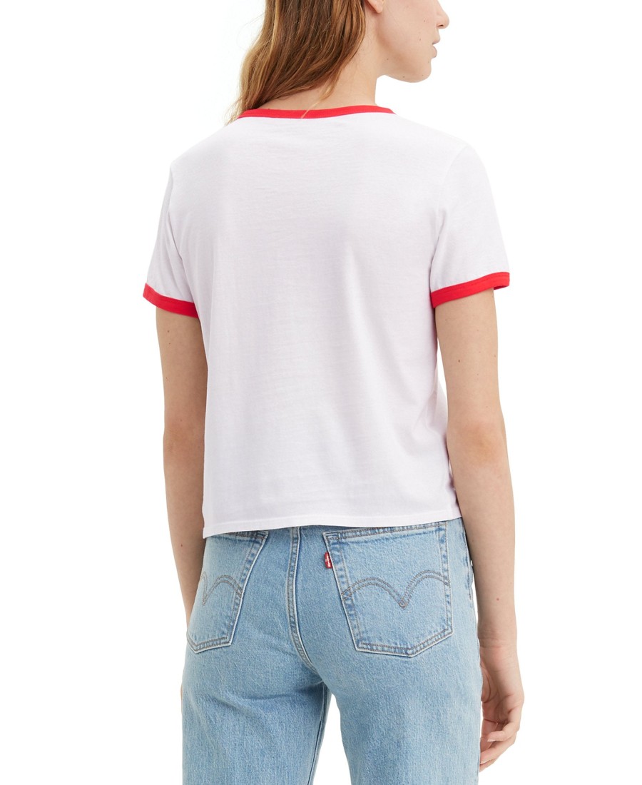 Women'S Levi's | Cotton Graphic Ringer T-Shirt White