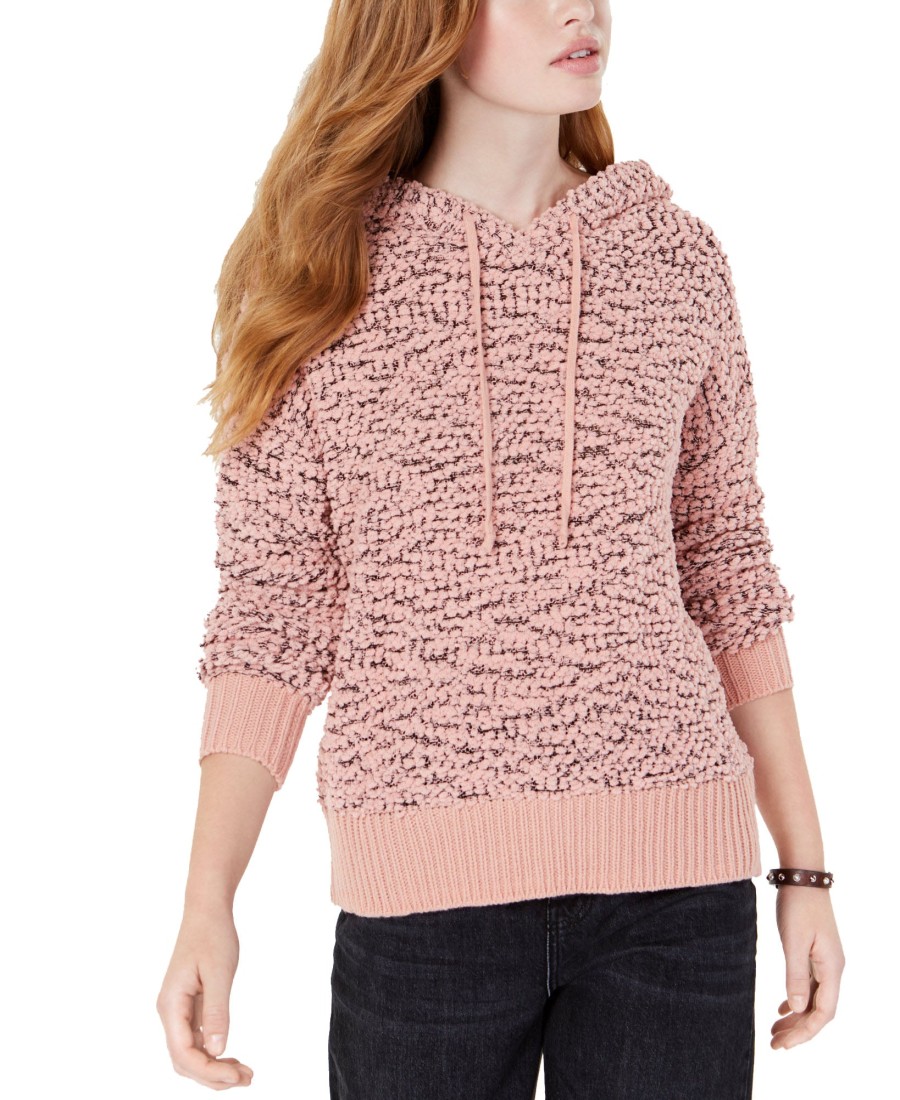 Juniors' Hooked Up by IOT | Juniors' Popcorn-Knit Hoodie Rose Tan