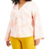 Juniors' Alfani | Plus Printed V-Neck Top Clean Palm