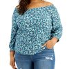 Women'S Style & Co | Plus Cotton Ditsy-Print Top