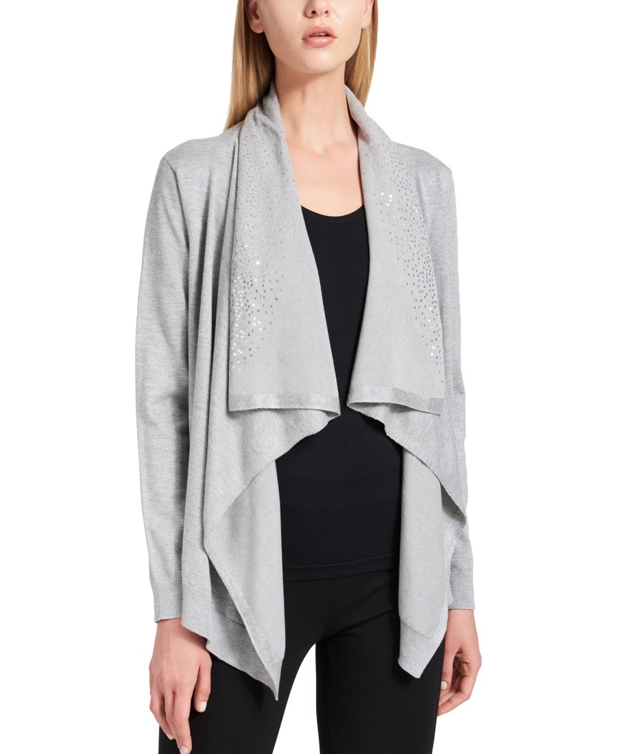 Women'S DKNY | Embellished Cardigan Silver