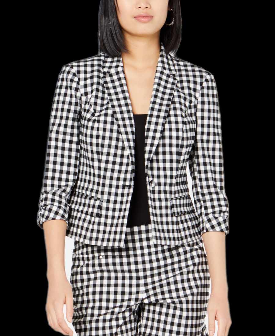 Women'S INC International Concepts | Gingham Jacket Black Gingham