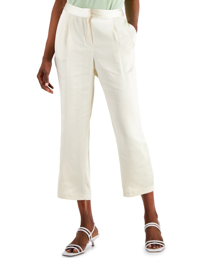 Juniors' Alfani | Flare-Leg Ankle Pants Antique White