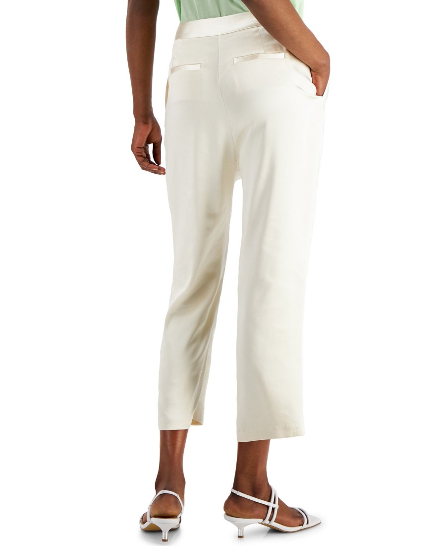 Juniors' Alfani | Flare-Leg Ankle Pants Antique White