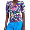 Women'S INC International Concepts | Cotton Printed Puff-Sleeve Top Luciana Garden