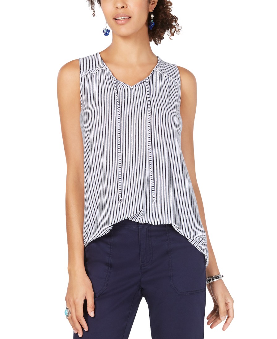 Women'S Style & Co | Striped Sleeveless Top Tidal Stripe