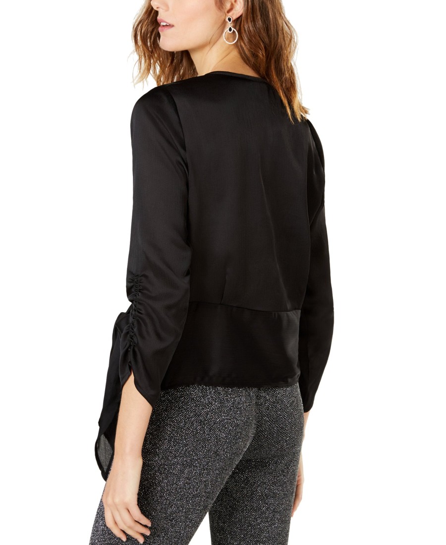 Women'S INC International Concepts | Velvet Wrap Top Deep Black