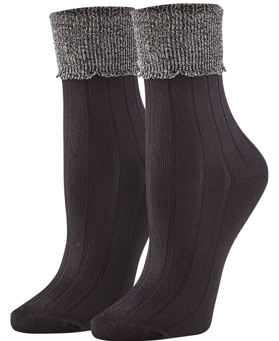 Women'S Hue | 3 Pack Scalloped Turncuff Crew Socks