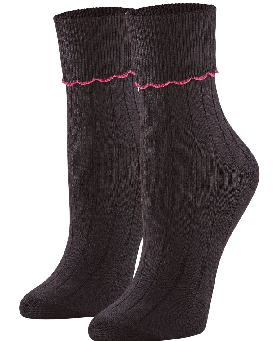 Women'S Hue | 3 Pack Scalloped Turncuff Crew Socks