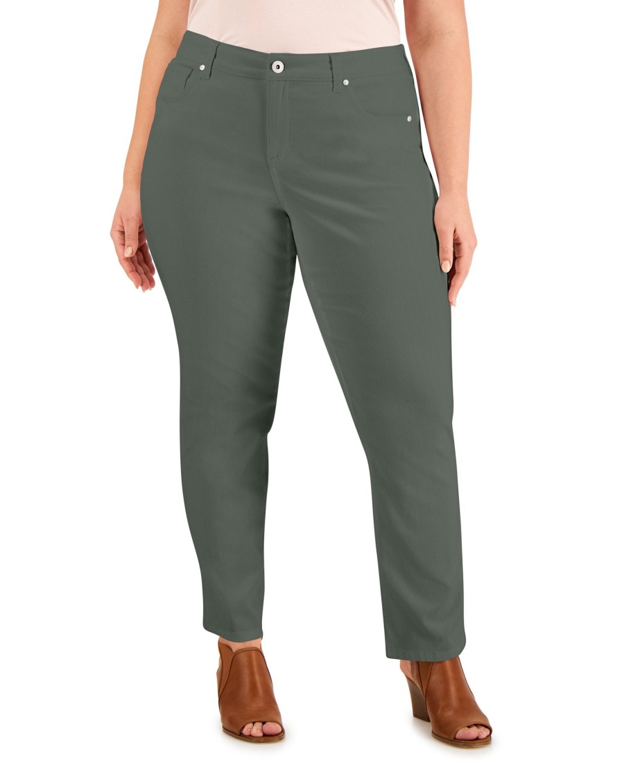 Women'S Style & Co | Plus High-Rise Straight Jeans New Pale Sage